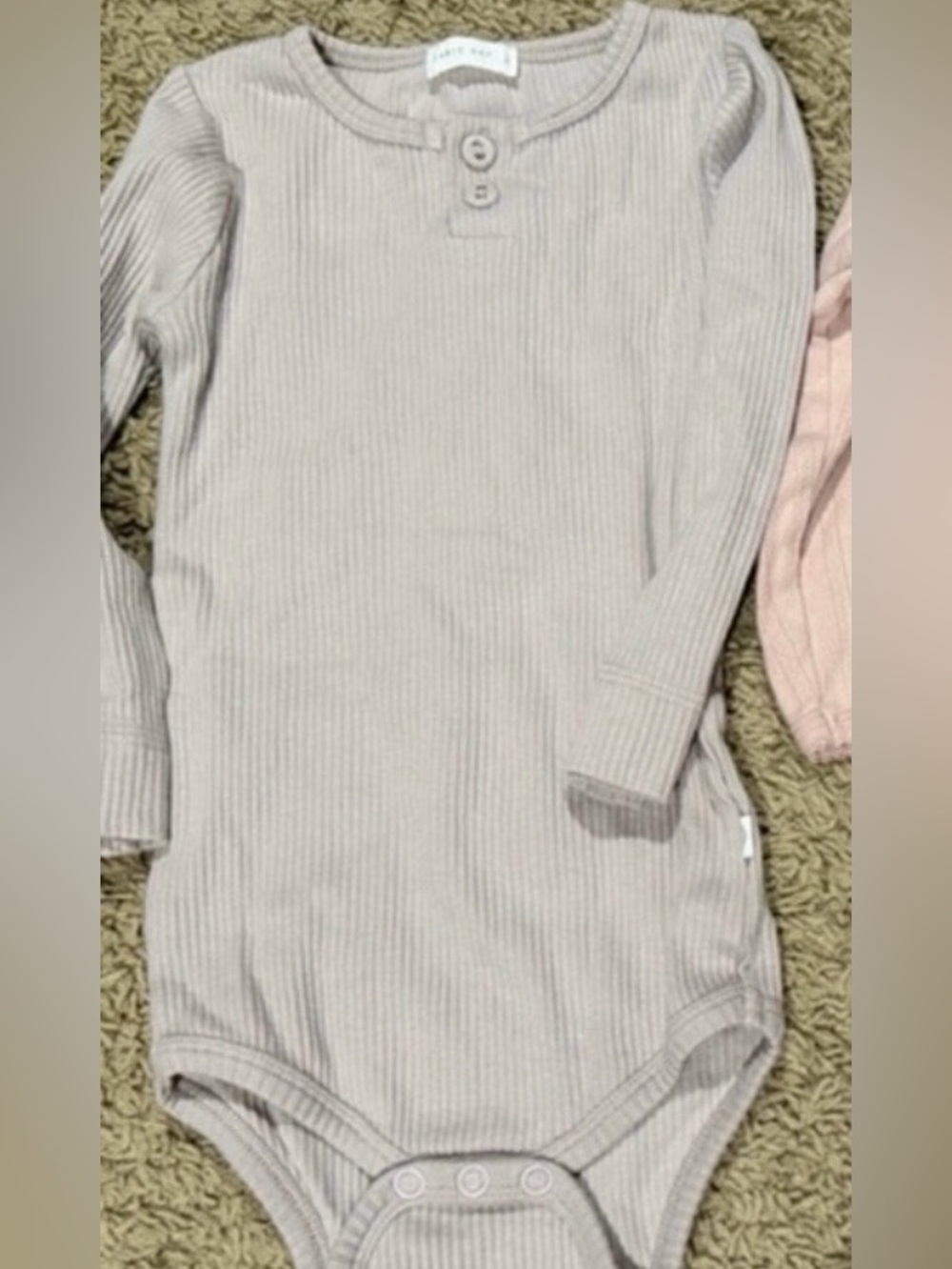 Size 2 Jamie Kay Ribbed Long Sleeve Baby Bodysuit - Light purple/blue/Gray color